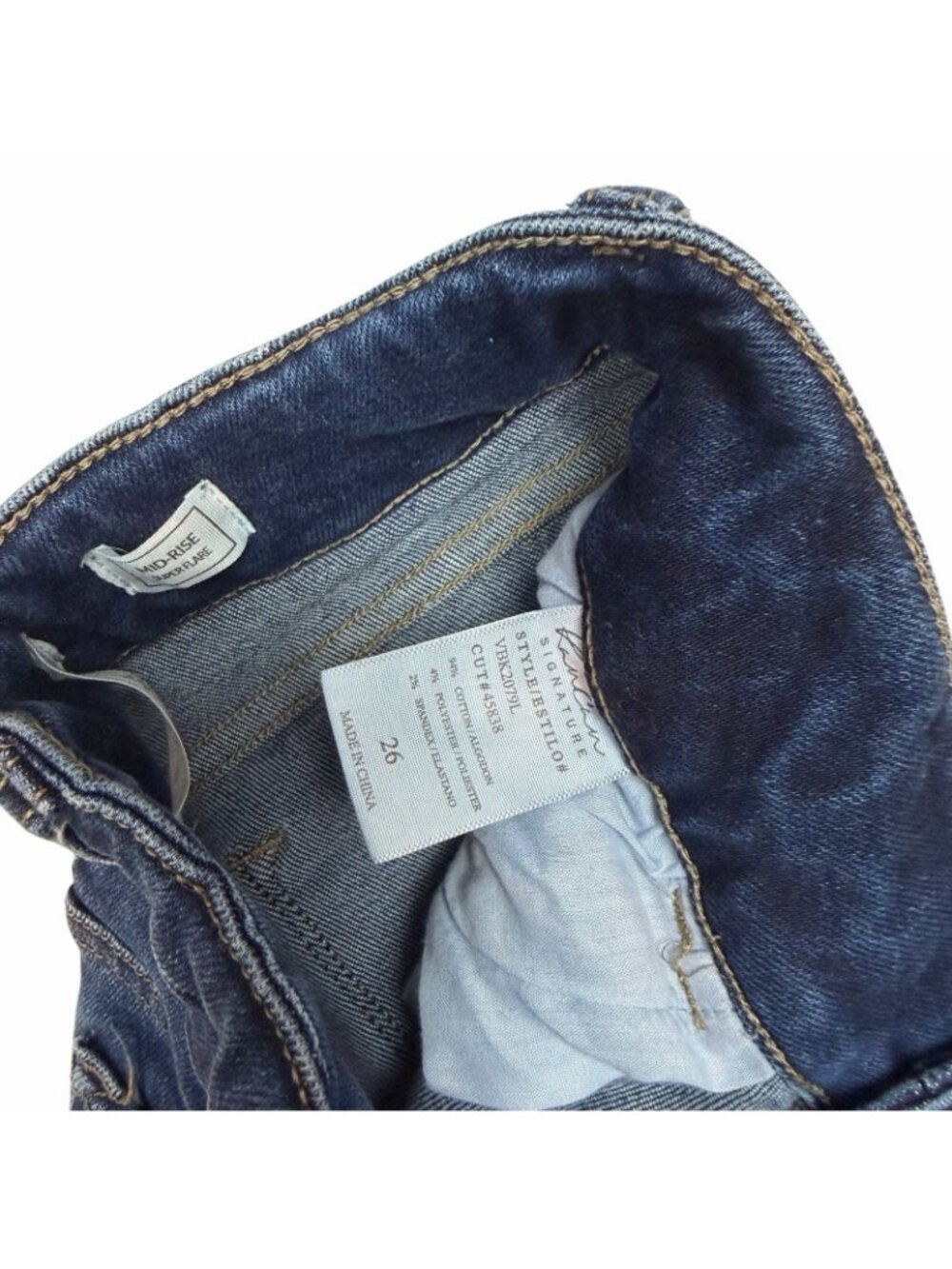 Kancan Signature Mid Rise Super Flare Jeans Size 26 Distressed Raw Hems VBK2079L - Picture 6 of 13